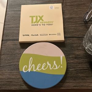 2 TJX Rewards, “CHEERS!” Coasters. One in the original box and out of the box.